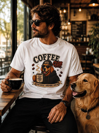 Golden Retriever Coffee Shirt, Cute Dog and Coffee Lover Tee, Cozy Unisex Graphic T-Shirt,