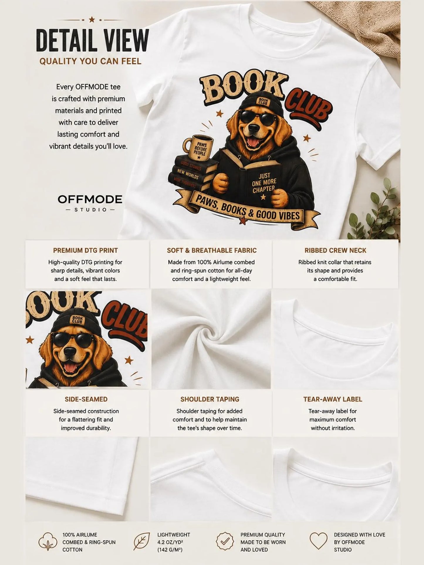 Golden Retriever Book Club Graphic Tee, Cute Dog Lover Reading Shirt