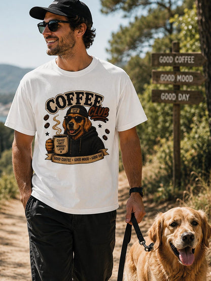 Golden Retriever Coffee Shirt, Cute Dog and Coffee Lover Tee, Cozy Unisex Graphic T-Shirt,